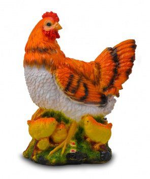 садовая фигурка "курица с цыплятами(рыжая)"