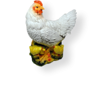 садовая фигурка "курица с цыплятами(белая)"